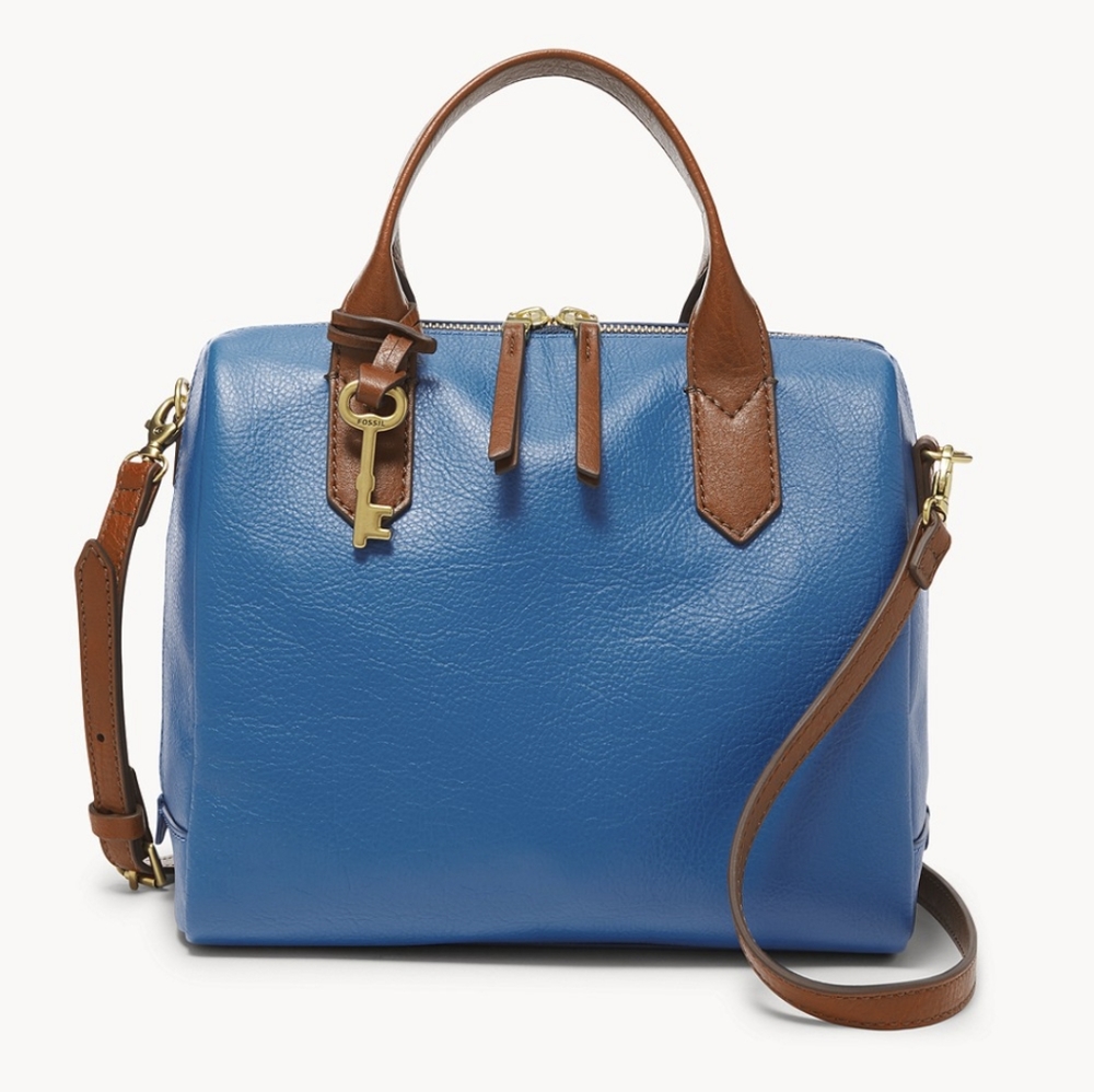Brand New. Fossil Fiona Satchel Malibu Blue